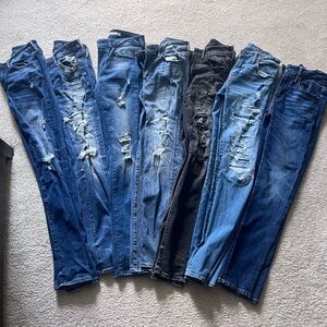 American Eagle Outfitters Men's Skinny Jeans - Blue and Black BUNDLE